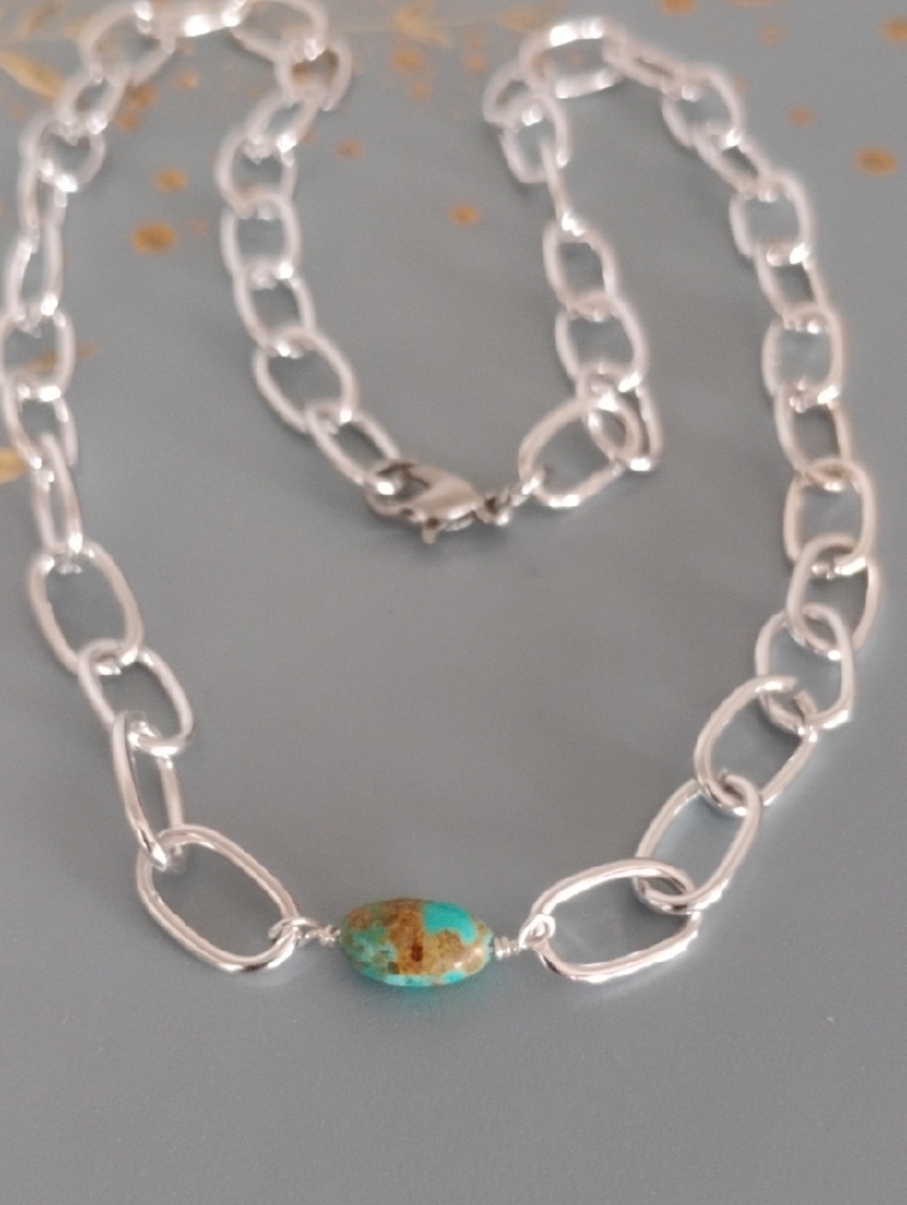 Kingman Turquoise Barrel Silver Necklace